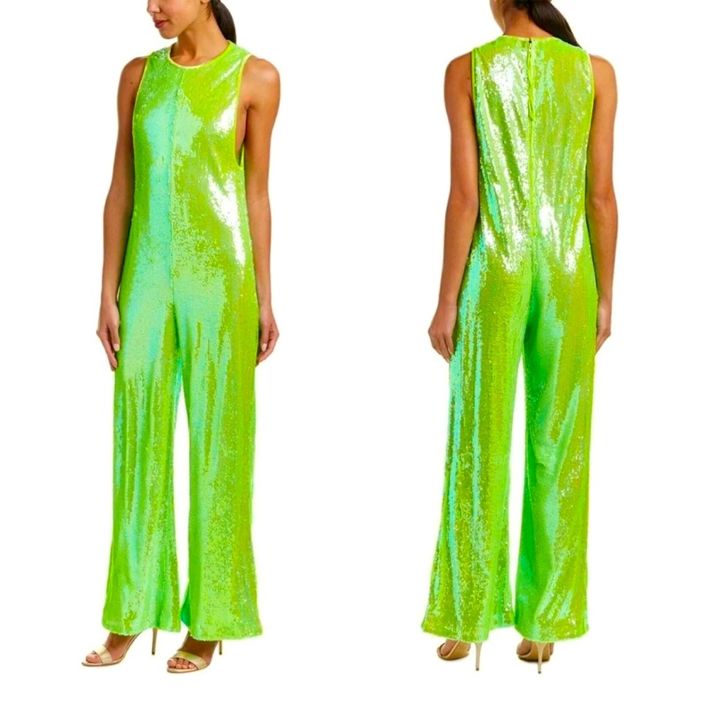Sz XS NWT
Free People Starbright Sequin Jumpsuit Neon Green